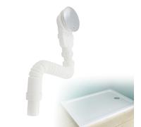 Shower Drain Fitting 90 mm, Flat Shower Drain Siphon with Extra Flat Floor Drain Shower Including Cover in Chrome, Shower Drain Flat