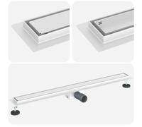 Shower Drain 100cm Black Stainless Steel 304 Rectangular Height Adjustable Floor