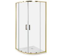 Beliani Shower Enclosure JUKATAN 900 x 900 x 1850 mm Gold, Clear