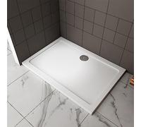 Shower Enclosure Base White Rectangle Shower Stone Tray 1100X800MM Include Waste Trap