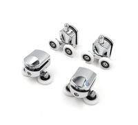 Shower Enclosure Bottom Wheels, Shower Door Rollers 23-27mm Zinc Alloy Double-Wheel Sliding Roller Bearing Replacement(2-upper2-down,23.0mm)