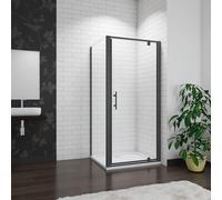 Shower Enclosure Pivot Hinges Cubicle 700x800x1850mm Matt Black Frame