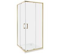 Shower Enclosure Tempered Glass Double Sliding Door 80 x 80 x 185 cm Gold Tela