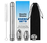 Shower Enema Douche Nozzle Shower Attachments Kits with 4 Aluminum Shower Heads Cleaner System,Handheld Water Shower Nozzle Cleaning Kit Anal Douches for Men Women Cleaning, with Velvet Carry Bag