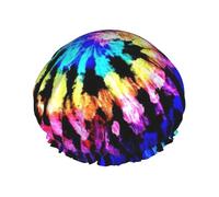 Shower Exotic Tribe Tie Dye Style Print Cap For Women Reusable Waterproof, Double Layered Shower Hair Cap With Elastic Strap,One Size