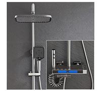 Shower Faucet Set Rainfall Shower Sy with Temperature Display Handheld Showerhead Waterfall Faucet & Bidet Sprayer WallMounted Complete Combo