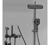 Shower Faucet SetExposed Gun Gray Bathroom High Adjustable Rain Fixture with, Waterfall Bathtub with Hand and Bidet Sprayer, Wall Mounted