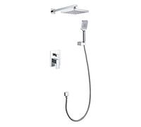 Shower Faucet SetRainfall, 10 Inch and 3 ting Handheld, Wall Mounted Bathroom Mixer, Brass Rough-in Pressure Balance Valve Included,Chrome