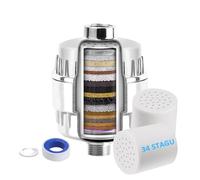 Shower Filter for Hard Water, 34 Stage Shower Head Filter with 2 Replaceable Cartridges, Multi-Stage Shower Water Filter to Remove Chlorine, Heavy Metals and Other Sediments