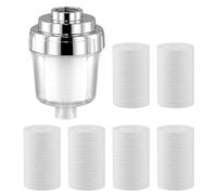 Shower Filter, Shower Water Filter, Shower Filter for Limescale Water, Universal Shower Head Filter with 6 Replaceable Cartridges, Effective Filtering of Water Impurities