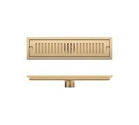 Shower Floor Drain for Bathroom Lavatory Balcony 304 Stainless Steel Brushed Gold Black Long Linear Drainage Side Floor Drains(Brushed,10x50cm)