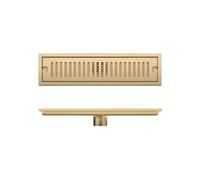 Shower Floor Drain for Bathroom Lavatory Balcony 304 Stainless Steel Brushed Gold Black Long Linear Drainage Side Floor Drains(Gold,10x40cm)