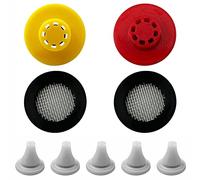 Shower Flow Restrictor Set, Fixed Showerhead Replace Parts -1.8 and 2.5GPM Flow Reducer Limiter + 2 Filter Gaskets + 5 Soft Silicone Nozzles for Shower Head Replacement