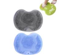Shower Foot and Back Scrubber Massage Pad, Foot Back Cleaning Pad, Anti-Slip Shower Brush Pad with Suction Cup (Blue+Gray)