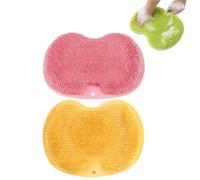Shower Foot and Back Scrubber Massage Pad, Foot Back Cleaning Pad, Anti-Slip Shower Brush Pad with Suction Cup (Pink+Yellow)