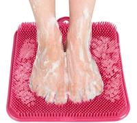 Shower Foot Scrubber Cleaner Massager Exfoliating Feet Massager Spa Larger Shower Foot Scrubber Mats Foot Cleaner Massager Mat with Non-Slip Suction Cups,A