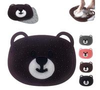 Shower Foot Scrubber Mat,Silicone Bath Mat for Exfoliating & Massaging Feet in Shower with Non-Slip Suction Cups, Cute Bear-Shaped Dead Skin Remover, Foot Massager Cleaner for Men & Women (Brown)