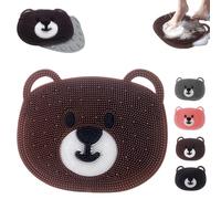 Shower Foot Scrubber Mat,Silicone Bath Mat for Exfoliating & Massaging Feet in Shower with Non-Slip Suction Cups, Cute Bear-Shaped Dead Skin Remover, Foot Massager Cleaner for Men & Women (Coffee)