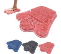 Shower Foot Scrubber Mat with Non-Slip Suction Cups,Cleans, Smooths, Exfoliates, No-Bending Design for Back Pain Sufferers, Improve Foot Circulation, Soothes Tired Feet, 31x30cm, Pink