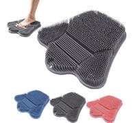 Shower Foot Scrubber Mat with Non-Slip Suction Cups,Cleans, Smooths, Exfoliates, No-Bending Design for Back Pain Sufferers, Improve Foot Circulation, Soothes Tired Feet, 31x30cm, Gray