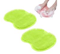 Shower Foot Scrubber Mat with Non Slip Suction Cups, Soft Shower Mat with Scrub Bristles, Bath Foot Cleaner to Improve Circulation and Soothe Tired Feet Without Bending (Green,2 Pcs)