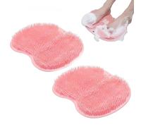 Shower Foot Scrubber Mat with Non Slip Suction Cups, Soft Shower Mat with Scrub Bristles, Bath Foot Cleaner to Improve Circulation and Soothe Tired Feet Without Bending (Pink,2 Pcs)