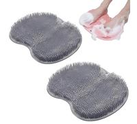 Shower Foot Scrubber Mat with Non Slip Suction Cups, Soft Shower Mat with Scrub Bristles, Bath Foot Cleaner to Improve Circulation and Soothe Tired Feet Without Bending (Gray,2 Pcs)