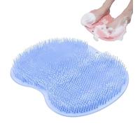 Shower Foot Scrubber Mat with Non Slip Suction Cups, Soft Shower Mat with Scrub Bristles, Bath Foot Cleaner to Improve Circulation and Soothe Tired Feet Without Bending (Blue,1 Pcs)