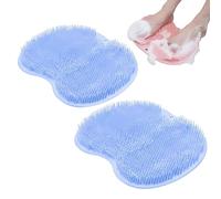 Shower Foot Scrubber Mat with Non Slip Suction Cups, Soft Shower Mat with Scrub Bristles, Bath Foot Cleaner to Improve Circulation and Soothe Tired Feet Without Bending (Blue,2 Pcs)