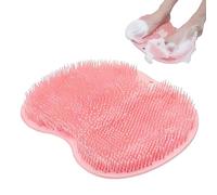 Shower Foot Scrubber Mat with Non Slip Suction Cups, Soft Shower Mat with Scrub Bristles, Bath Foot Cleaner to Improve Circulation and Soothe Tired Feet Without Bending (Pink,1 Pcs)
