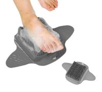 Shower Foot Scrubber Mat with Suction Cup Wall Mount Shower Foot Cleaner for Dead Skin Calluses Corns Soft Bristles Grey Foot Massage Brush