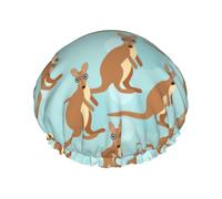 Shower Funny For Kangaroo Zoo Print Cap For Women Reusable Waterproof, Double Layered Shower Hair Cap With Elastic Strap,One Size