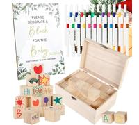 Shower Games Sign Kit - Unique Shower Ideas | Keepsake Creating Toy | Decorate Blocks Babys Showers Activity | for Gender Reveal Party 100-Day Celebration First Birthday Living Room Bedroom