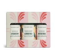 Shower Gel Trio Gift Set, 3-Piece Travel-Size Body Care, 3 x 60ml | (Worth £10.5) Almond, Strawberry and British Rose Body Washes, Refreshing and Softening, by The Body Shop