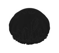 Shower Good Vibes Only Print Cap For Women Reusable Waterproof, Double Layered Shower Hair Cap With Elastic Strap,One Size