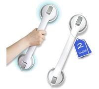 Shower Grab Bar, Suction Grab Bars for Shower, 2 Pack 15.99 Inch Shower Handles for Elderly Suction, Bathroom Grab Bars for Seniors, Shower Grab Bars Suction Heavy Duty, Waterproof No Drilling