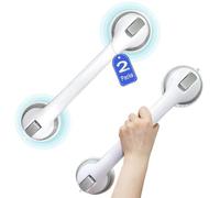 Shower Grab Bar, Suction Grab Bars for Shower, 2 Pack 16 Inch Shower Handles for Elderly Suction, Bathroom Grab Bars for Seniors, Shower Grab Bars Suction Heavy Duty, Waterproof No Drilling