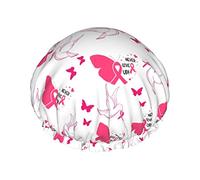 Shower Hair Cap Large Breast Cancer Butterfly Bath Caps Portable Hair Cap Grace Adjustable Waterproof Shower Cap For Bathroom Bathtub Bathing Spa