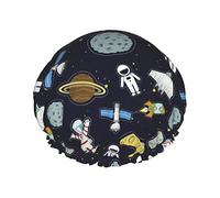 Shower Hair Cap Large Cartoon Space Spaceship Bath Caps Portable Hair Cap Grace Adjustable Waterproof Shower Cap For Bathroom Bathtub Bathing Spa