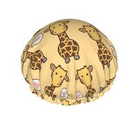 Shower Hair Cap Large Cute Giraffe Print Bath Caps Portable Hair Cap Grace Adjustable Waterproof Shower Cap For Bathroom Bathtub Bathing Spa
