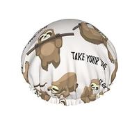 Shower Hair Cap Large Cute Sloth Bath Caps Portable Hair Cap Grace Adjustable Waterproof Shower Cap For Bathroom Bathtub Bathing Spa