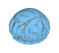Shower Hair Cap Large Eiffel Tower Love Bath Caps Portable Hair Cap Grace Adjustable Waterproof Shower Cap For Bathroom Bathtub Bathing Spa