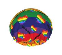 Shower Hair Cap Large Lgbt Love Bath Caps Portable Hair Cap Grace Adjustable Waterproof Shower Cap For Bathroom Bathtub Bathing Spa