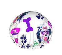 Shower Hair Cap Large Love Sunglasses Dazzling Cute Dog Bath Caps Portable Hair Cap Grace Adjustable Waterproof Shower Cap For Bathroom Bathtub Bathing Spa