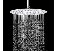 Shower Head, 40 cm, Round, Stainless Steel, Self-Cleaning Rain Shower, Square, Chrome