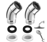 Shower Head Adapter 2PCS Solid Brass 135 Degree Shower Extension Arm Shower Elbow Adapter Attachment Shower Hose Connector Spinable Head Bracket Tap Extender Shower Head Extension Arm (Silber)