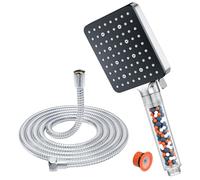Shower Head and Hose 1.6M with Filter - YEAUPE PRO Square High Pressure Bathroom Shower Heads 6 Jet Modes,Large Powerful Flow Rain Showerhead for Low Pressure Hard Water Filter Shower Head