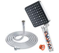 Shower Head and Hose 1.6M with Filter - YEAUPE PRO Square High Pressure Bathroom Shower Heads 6 Jet Modes,Large Powerful Flow Rain Showerhead for Low