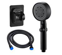 Shower Head and Hose 2M - 130mm Large Powerful Flow Shower Hose and Head High Pressure 5 Modes Pressure Boosting Handheld Showerhead for Low Water Pressure Electric Shower Head,Chrome