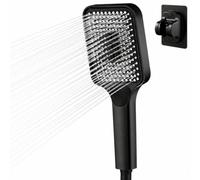Shower Head,Black Universal Square Handheld Shower with Bracket